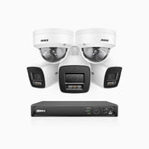 H800 - 4K 8 Channel PoE Security System with 3 Bullet & 2 Dome (IK10) Cameras, Vandal-Resistant, Human & Vehicle Detection, Built-in Mic, RTSP Supported